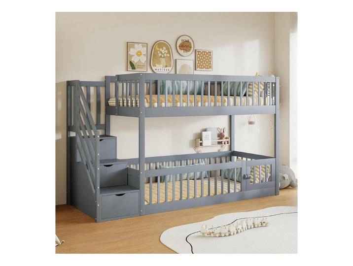 LuxusKollektion Kinderbett Etagenbett 90x200 Grau