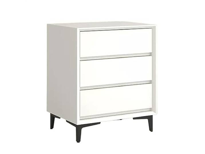 Vielseitig Vintage minimalistischer Nachttisch aus Holz einfarbiger Nachttisch mit 3 Schubladen und großem Fassungsvermögen(Weiß)
