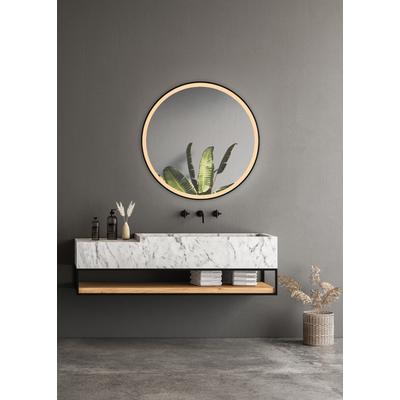 LED-Lichtspiegel MIRRORS AND MORE "DARLA", gold (schwarz), Ø:80cm, Spiegelglas, Spiegel