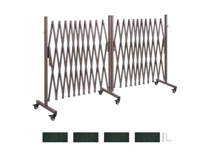 VEVOR Barrière de Sécurité Extensible Double Barrière Accordéon Rotative 0-180° Clôture Pliable 8\,18 m pour Terrasse\, Jardin\, Escaliers\, Mobile\, roulettes à Verrou\, Longueur Rétractée 71 cm\, Marron