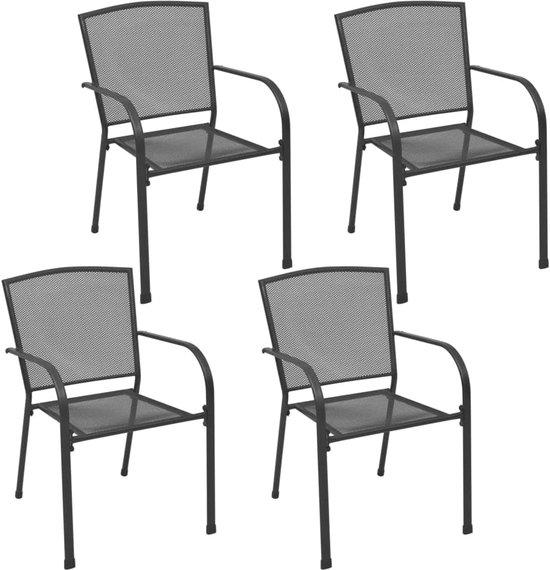 Famanu Gartenstuhl Set 4 Stück Anthrazit - Klappbar mit Stahlrahmen