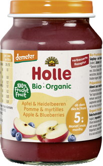 Holle Boião Puré Biológico Maça Mirtilo +4M 190 gr