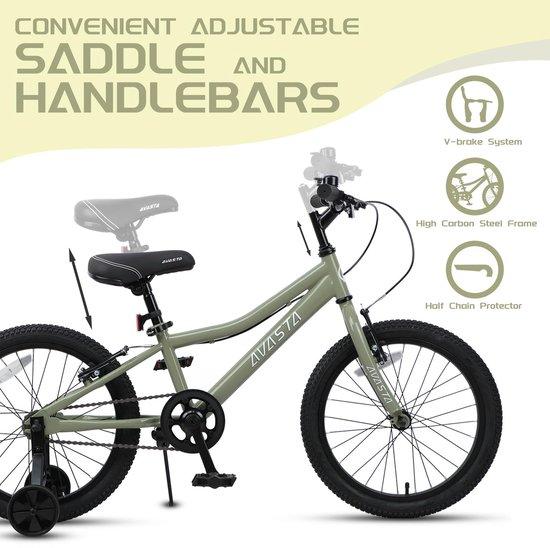 AVASTA 18-Zoll-Kinderfahrrad für kleine Kinder im Alter von 5, 6, 7 und 8 Jahren, für Jungen und Mädchen, mit doppelten Handbremsen und Standfuß
