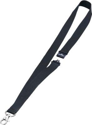 Textilband Durable, für Ausweishalter/Namensschilder, Karabinerhaken, Sicherheitsverschluss, L 440 x B 20 mm, Textil aus Bambusfasern, schwarz, 10 Stück