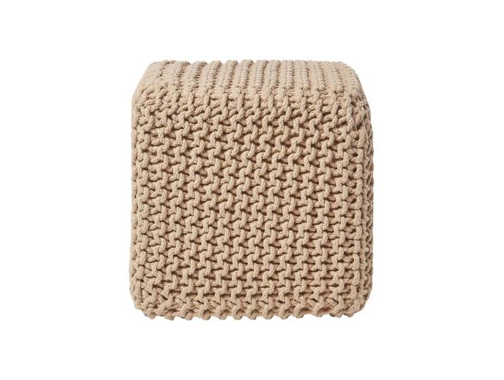 STRICK-POUF beige, Sitzwürfel 35/35/35 cm