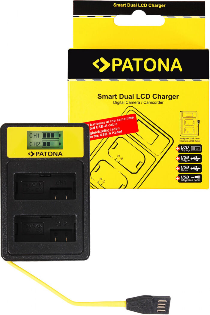PATONA Chargeur USB Smart Dual LCD pour Canon LP-E8