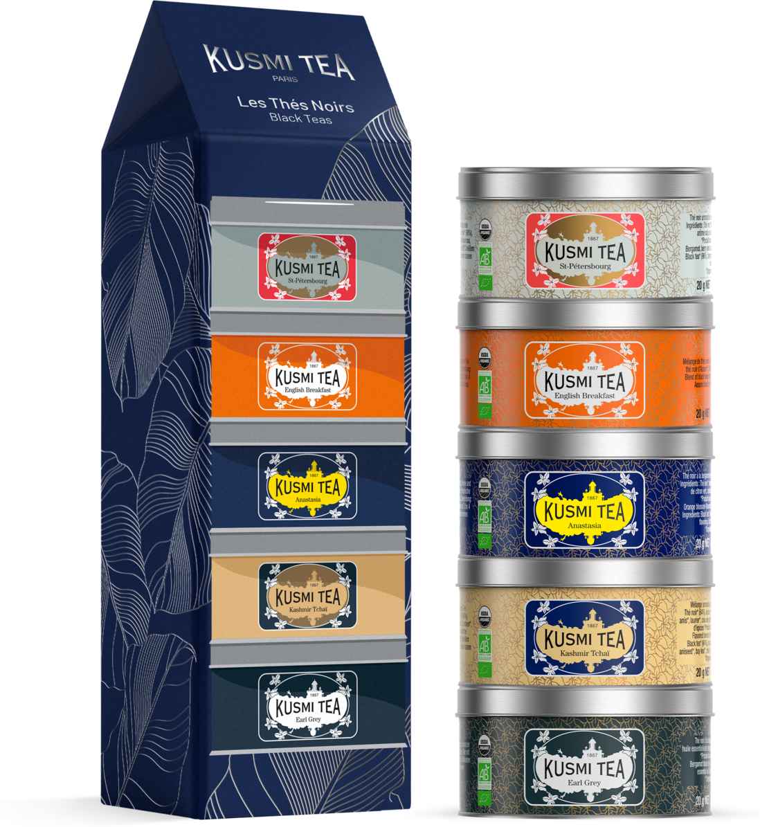 Geschenkset Schwarztees bio - 5 Miniaturen, schwarzer Tee, lose - Kusmi Tea