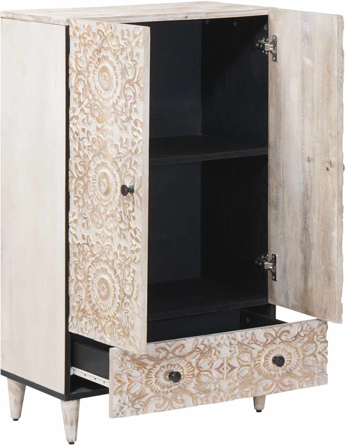 vidaXL Buffet Haut Blanc 60 x 33,5 x 100 cm Bois de mangue massif