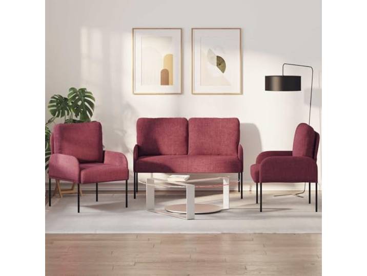 ZQQLVOO Sofa-Set 3-TLG. Weinrot Sperrholz 115x56x80 cm Polyesterbezug, Metallbeine, Modernes Design, Für Wohnzimmer
