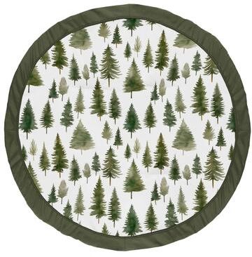 Sweet Jojo Designs Sage Green Woodland Boy Girl Gender Neutral Unisex Baby Tummy Time Playmat Forest Nature Pine Tree Watercolor