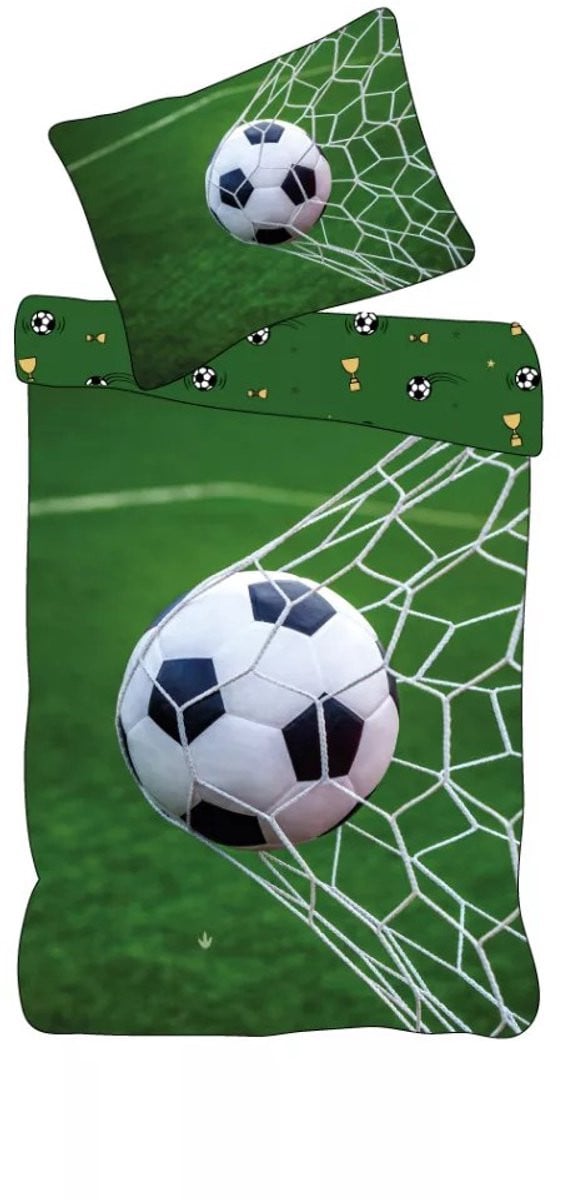 Voetbal Dekbedovertrek Goal - Eenpersoons - Groen - 140 x 200 cm