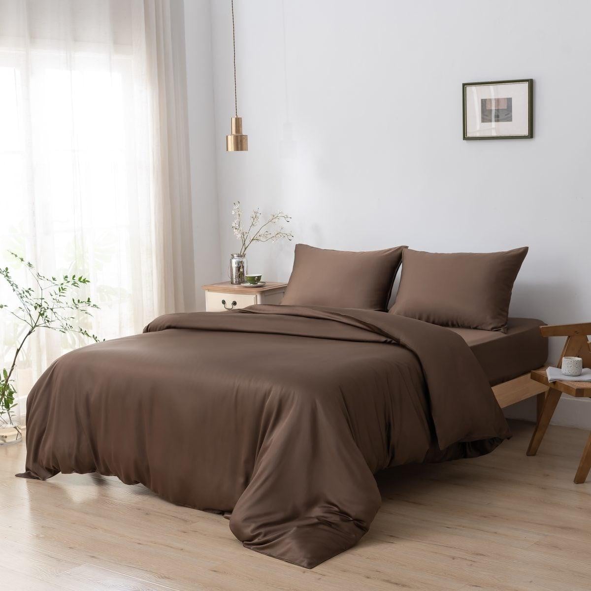 Boomba Bamboo Bamboe dekbedovertrek Koffiebruin 140 x 200 cm