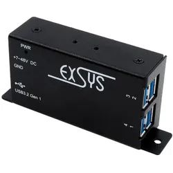 Exsys USB 3.2 HUB 4-Port Gen1 (USB-B, 4 Ports), Dockingstation + USB Hub, Schwarz