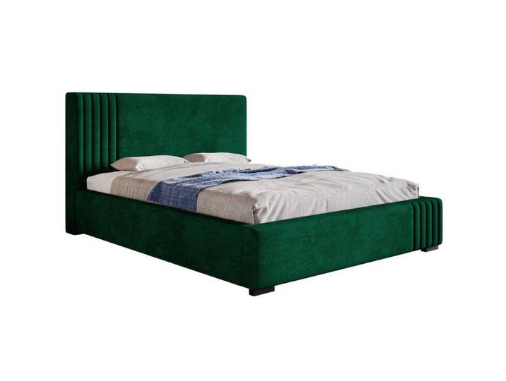 Sepro Meble Bett Dunkelgrün BEN 13 Kronos Stoff 90x200 cm, Schwarz, Grün, 90x200 cm, Schlafzimmer, Betten, Polsterbetten