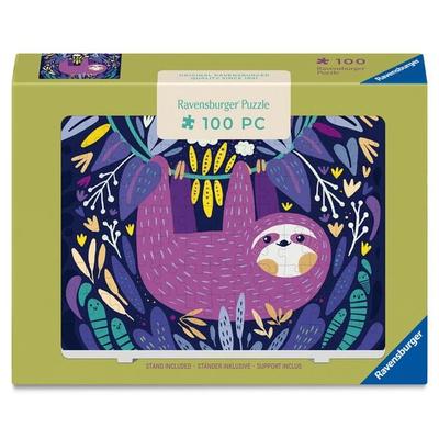 Minipuzzle 100 Teile - Lächelndes lila Faultier