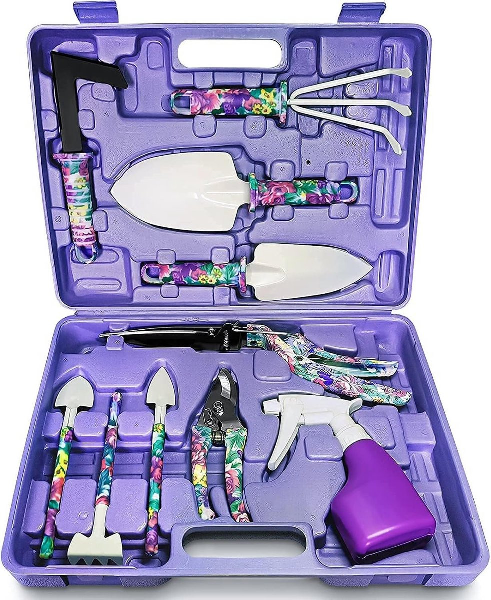 Multicolor roestvrijstalen tuingereedschap set met opbergtas voor volwassenen