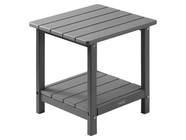 VEVOR Table d'appoint en plastique\, 45x38x44 cm\, table de jardin en HDPE\, table de balcon avec 2 étagères\, table de chevet\, table basse\, table décorative\, convient pour terrasse\, piscine\, plage\, véranda\, jardin\, gris