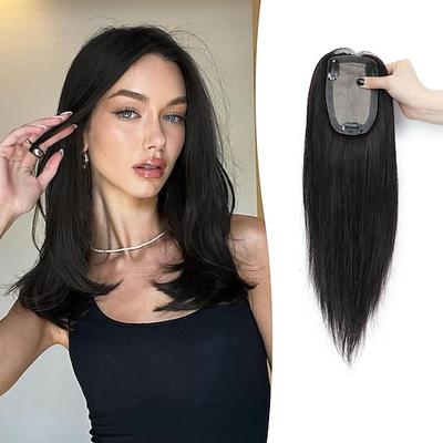Haarteile für Frauen, Echthaar, 14 Zoll, ohne Pony, 3 x 5 Zoll, Haarteile für Frauen aus natürlicher Kopfhaut, Upgrade-Premium-Haarteile aus Remy-Haar, Haarteile für Frauen