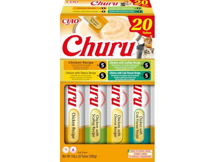 INABA CIAO Churu Creamy Puree Kattensnack Liquid Kip variëteiten 20x14g