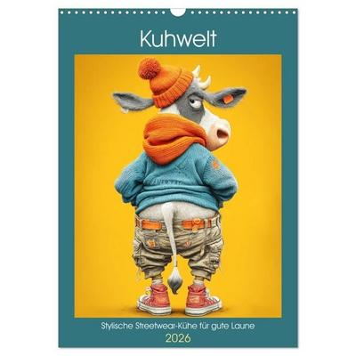 Kuhwelt. Stylische Streetwear-Kühe für gute Laune (Wandkalender 2026 DIN A3 hoch), CALVENDO Monatskalender