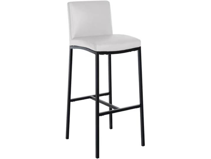 CLP Barhocker mit Lehne Freeport, Barstuhl gepolstert, moderner Tresenstuhl mit Metallgestell matt-schwarz und Fußablage, Farbe: weiß, Material: Kunstleder