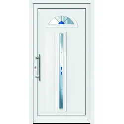 Feba Novotherm Kunststoff Haustüre Modell 502, weiß, mit Glas Ornament C - weiß