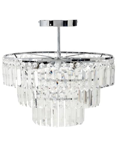 Beliani Glamour Kroonluchter - Zilver - Glas en Kristal