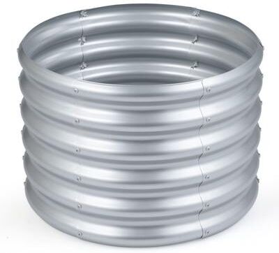Costway Round Galvanized Raised Garden Bed with Open-Ended Base-M