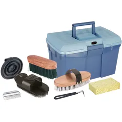 Kerbl Putzbox blau mit Inhalt für Pferde, Pferdebürsten Putzzeug blau