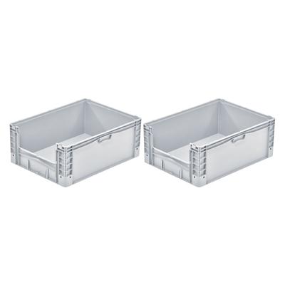 PROREGAL 2x Euro-Norm Großbehälter Insight | HxBxT 32x60x80cm | 133 Liter | Grau | Eurobehälter, Transportbox, Transportbehälter
