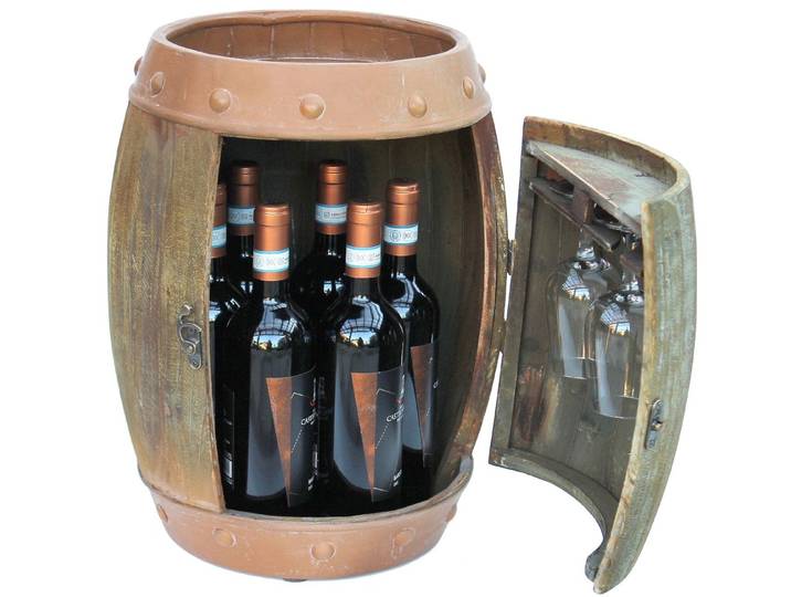 DanDiBo Weinregal Holz Weinfass Braun 44 cm 91361 Bar Flaschenregal Flaschenständer, Klein Fass Holzfass