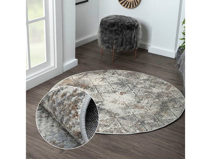 Teppich My Heart , beige (creme, hellgrau, weiß), H:8mm Ø:120cm, Polyester, MYFLAIR MÖBEL & ACCESSOIRES, Teppiche, Teppich, Kurzflor, modernes Design, besonders weich, auch in rund erhältlich