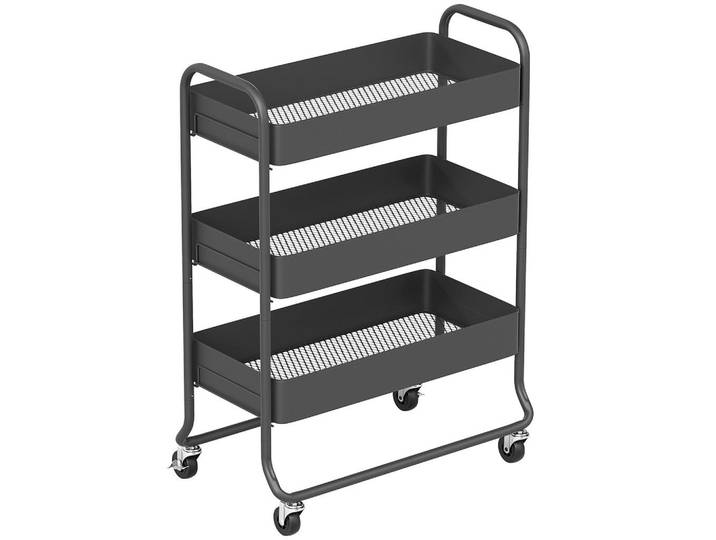 Homcom Küchenwagen Metall Schwarz, 34x87x64.5 cm, Esszimmer, Servierwagen