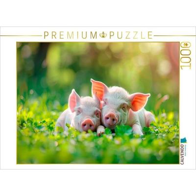 CALVENDO Puzzle Zwei süße Ferkel auf der Wiese | 1000 Teile Lege-Größe 64x48cm Foto-Puzzle für glückliche Stunden, von , Calvendo Puzzle