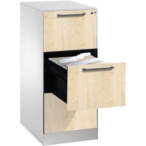 CP-Möbel Hängeregisterschrank Asisto C3000, 1-bahnig, 3 Schübe, Metall/Holz, lichtgrau / ahorn