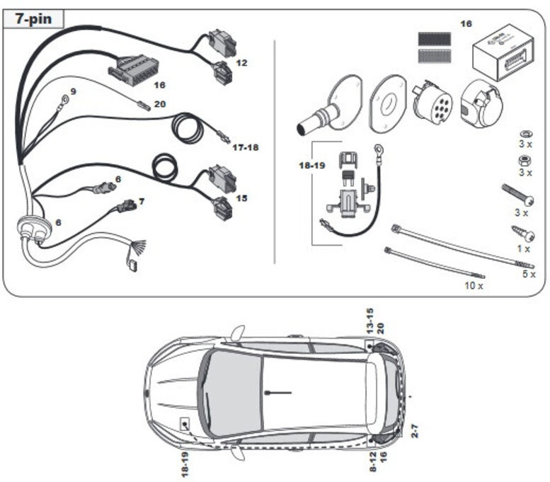 FAISCEAU SPECIFIQUE 7 BROCHES POUR FORD FIESTA (01/13-06/17)