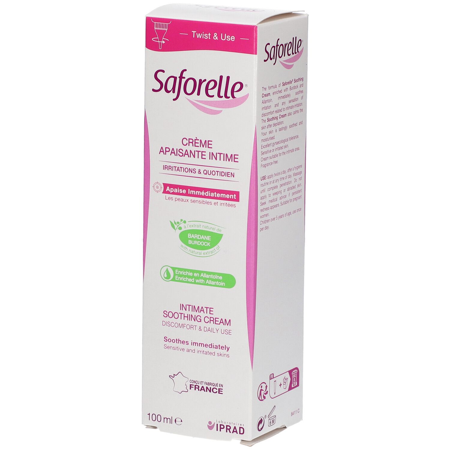 Saforelle Crème Apaisante Intime - apaisante pour usage intime. tube 100 ml Creme