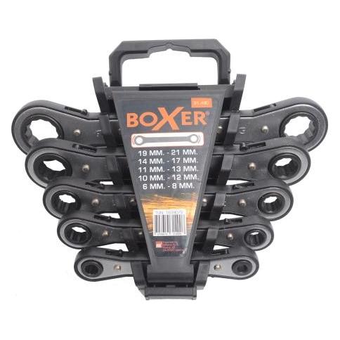 Boxer Doppelring-Gabelschlüssel-Set mit Ratsche 5 Schlüssel (31490)