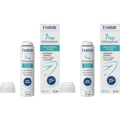 Evolsin 7 Tage Antitranspirant Dab-on ohne Parfüm 2x 2x35 ml Körperpflege