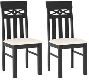 Costway Dining Chairs Set of 2 High Back Dining Room Chairs with Padded Seat and Rubber Wood Frame-Black