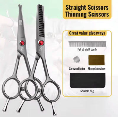 Inspire Curations Fenice SafeTip Pet Grooming Scissors Rounded Tip Face & Paw Trimming Shears 4.5straight Thinning