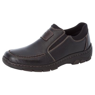 Slipper RIEKER, Herren, Gr. 43, schwarz, Lederimitat, unifarben, Schuhe Slipper, mit weichem Schaftabschluss