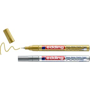 Edding Lackmarker 780, wasserfest & permanent, gold und silber, Rundspitze 0,8 mm, glänzend, 2 Stück