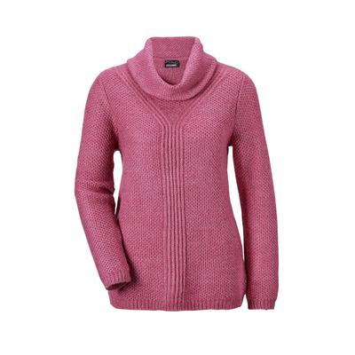 Strickpullover GOLDNER "Strickpullover mit interessanter Struktur und Glitzergarn", Damen, Gr. 50, lila (brombeere), Obermaterial: 90% Polyacryl PAN. 10% metallisierte Fasern MTF., Rollkragen, eng Rippe, Pullover Strickpullover, Ohne