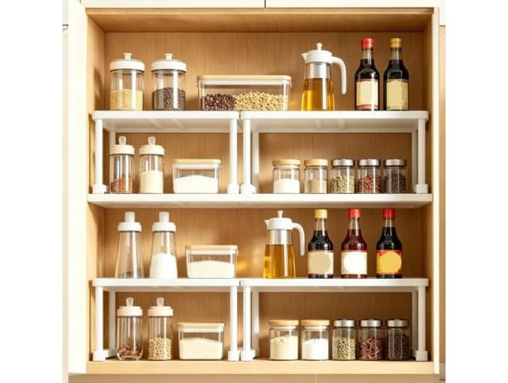 Stapelbare Schrankregale, Küchenorganisator, Regalbretter Für Den Schrank 35–50 Cm Höhenverstellbar Für Flexible Lagerung, Robustes Regal Aus Karbonstahl Für Den Heimgebrauch