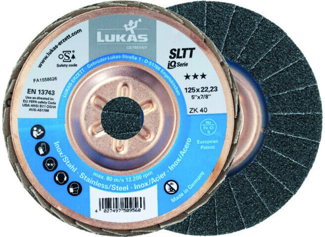 LUKAS Disque à lamelles SLTT (ZA), plat-bombé pour acier, ⌀ 125 mm, Grain : 60 ; LUKAS-ERZETT (A27201250600065)