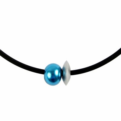 Collierkettchen DEMARIE "eloxiertes Aluminium", blau (hellblau), Halsketten, Damen, 45cm, Metall, L: 45 B: 13mm, glänzend, matt, B:13mm