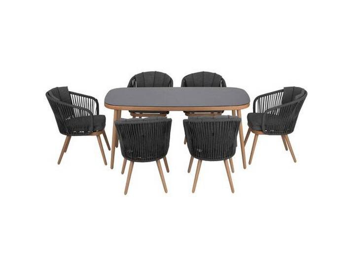 Ambia Garden Gartenset, Grau, 7-teilig, Füllung: Schaumstoff, 63x160x58 cm, Gartenmöbel, Gartengarnituren, Gartenmöbel-Sets