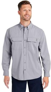 HUK H150184 Athletic Men's Creekbed Pocket Fishing Shirt in Night Owl size Medium   90% nylon, 10% spandex