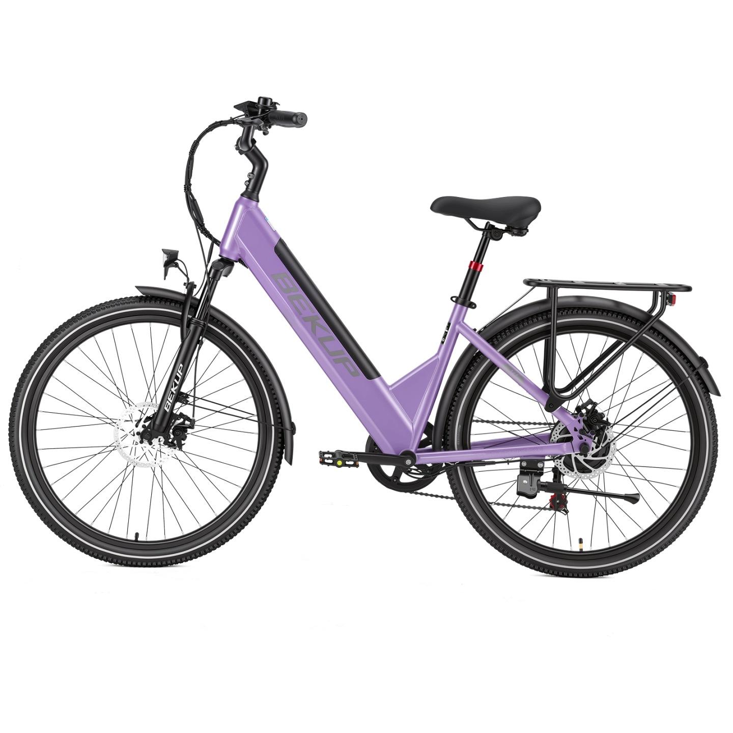 BEKUP V1 26" - E-Bike aus hochwertigem Kohlenstoffstahl, 36V 14,5Ah Akku, 75 km Reichweite 25 km/h, Shimano 7-Gang-Schaltwerk Lila